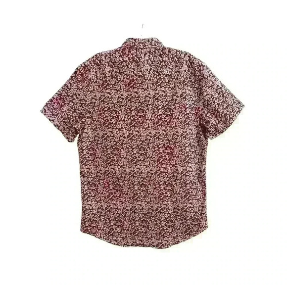 Nordstrom Mns Sz L Floral Trim Fit Button Down Shirt Brown Linen Stretch Fun NWT - Picture 7 of 16